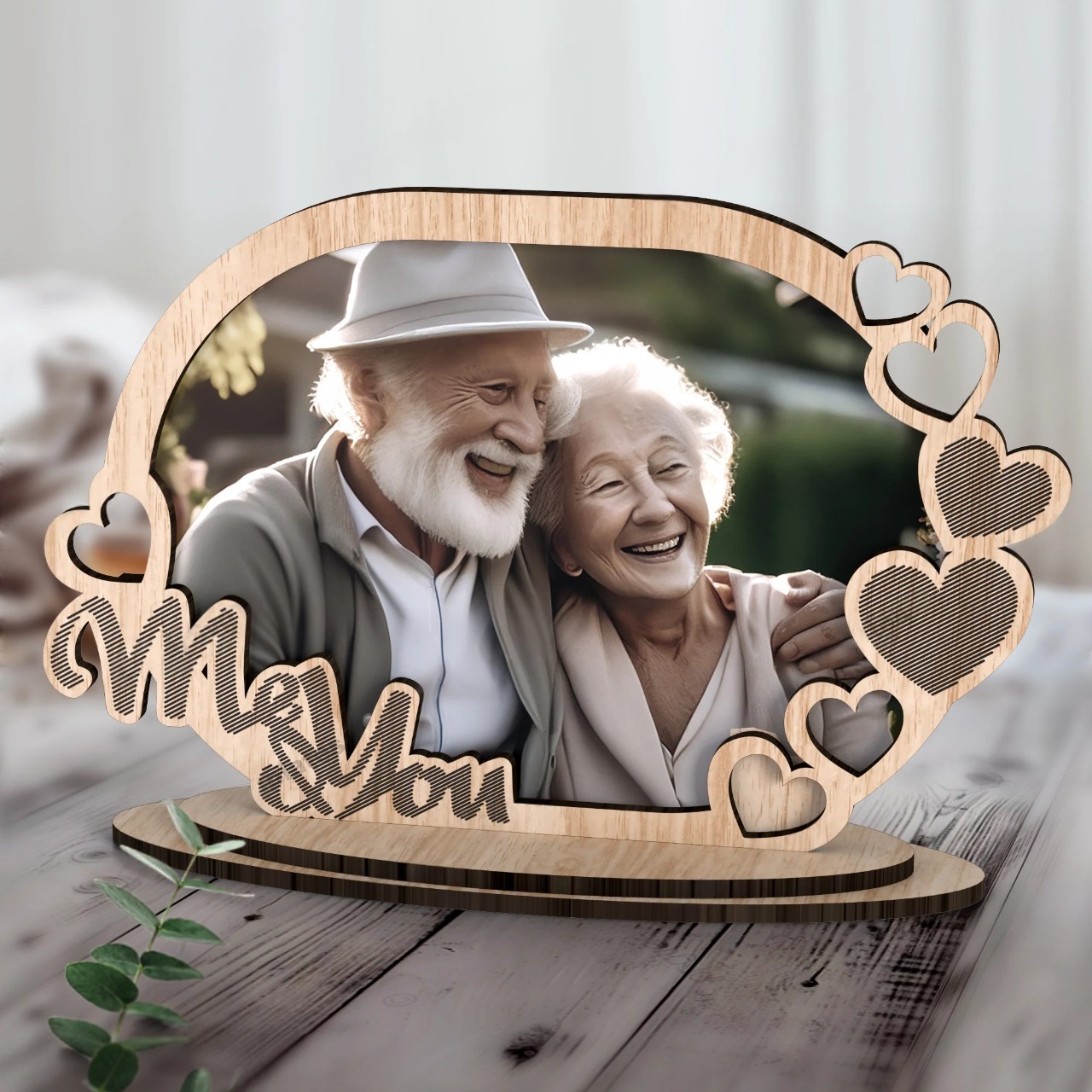 Personalized Wooden Heart Photo Frame - Custom Laser Cut Love Frame - Anniversary Gift - Valentine's Day Decor - Wedding Keepsake