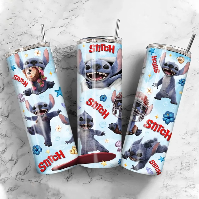 Personalized Stitch Tumbler 20oz Skinny - Disney Lilo & Stitch Custom Name Thermal Cup - Perfect Gift