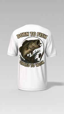 Born to Fish Forced to Work Pullover | Funny Fishing Sweatshirt | 100% Cotton 200gsm | Gift for Fisherman | Fishing Lover Apparel