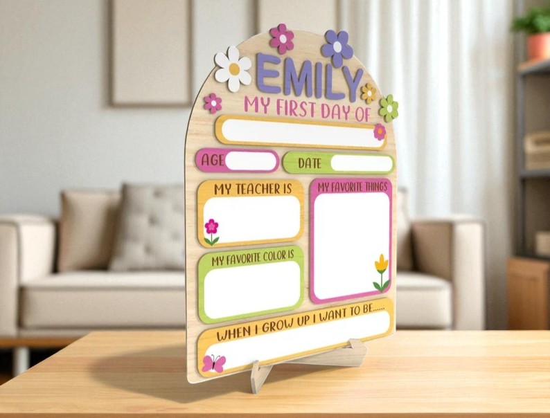 First Day of School Sign – Interchangeable Chalkboard Photo Prop First & Last Day Reusable School Sign, Back to School Board