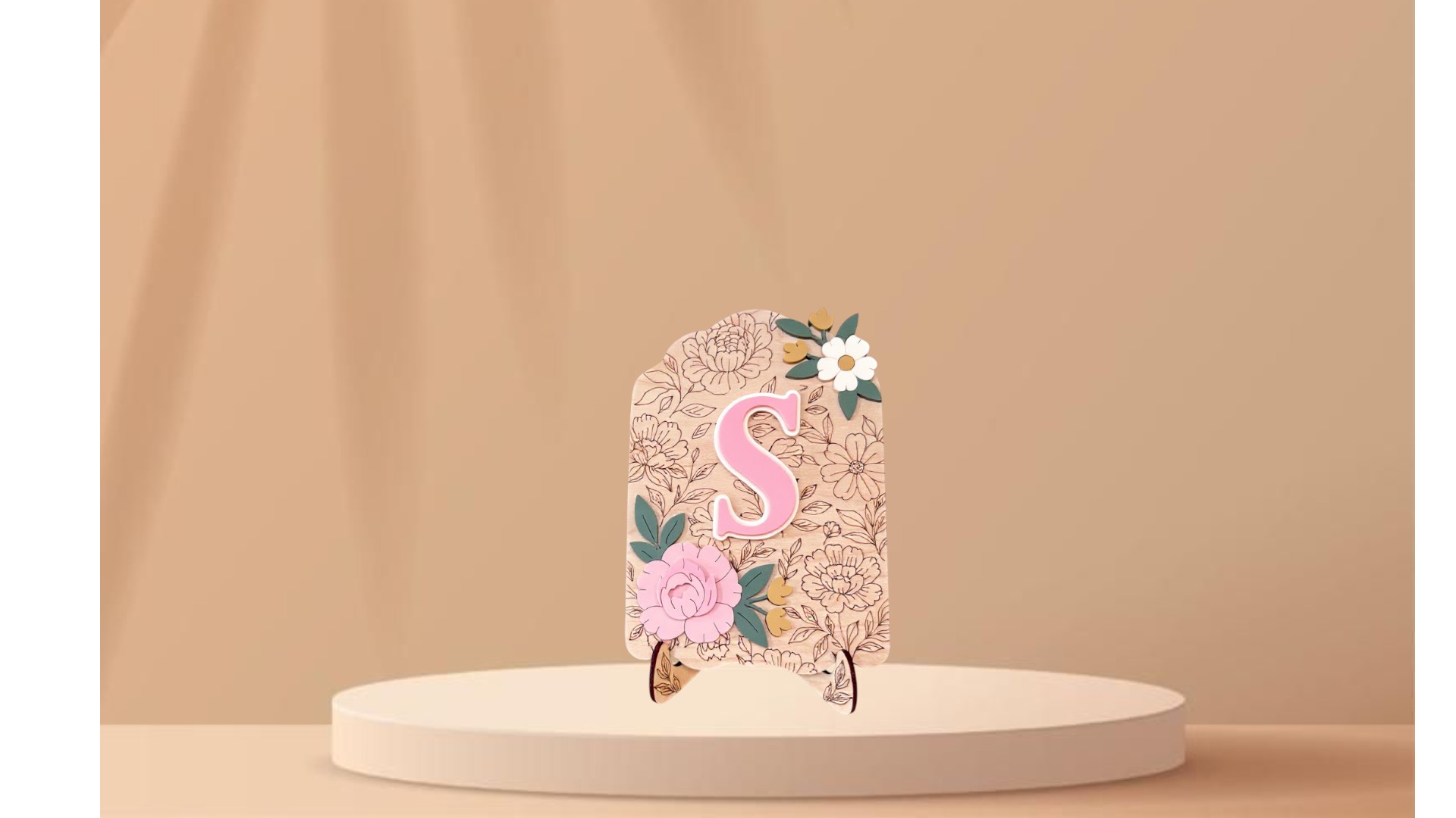 Personalized Wooden Letter Sign | Floral Initial Décor | Unique Gift for Baby Shower, Birthday, or Room Decoration