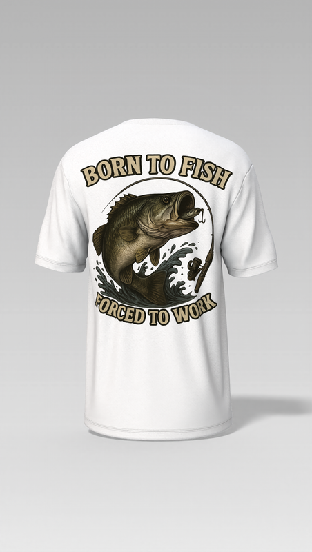 Born to Fish Forced to Work Pullover | Funny Fishing Sweatshirt | 100% Cotton 200gsm | Gift for Fisherman | Fishing Lover Apparel