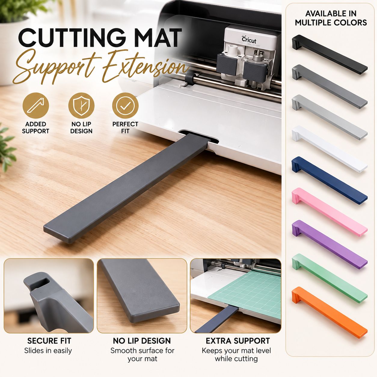 Cutting Mat Support Extension for Cricut Maker – 3D Printed Mat Support – No Lip Design – Multiple Colors Cutting Mat Support Extension for Cricut Maker – 3D Printed Mat Support – No Lip Design – Multiple Colors
