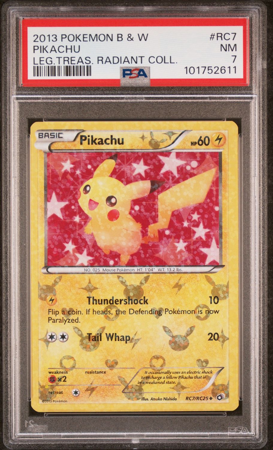Pokemon Legendary Treasures #RC7 Pikachu PSA 7 Radiant Collection