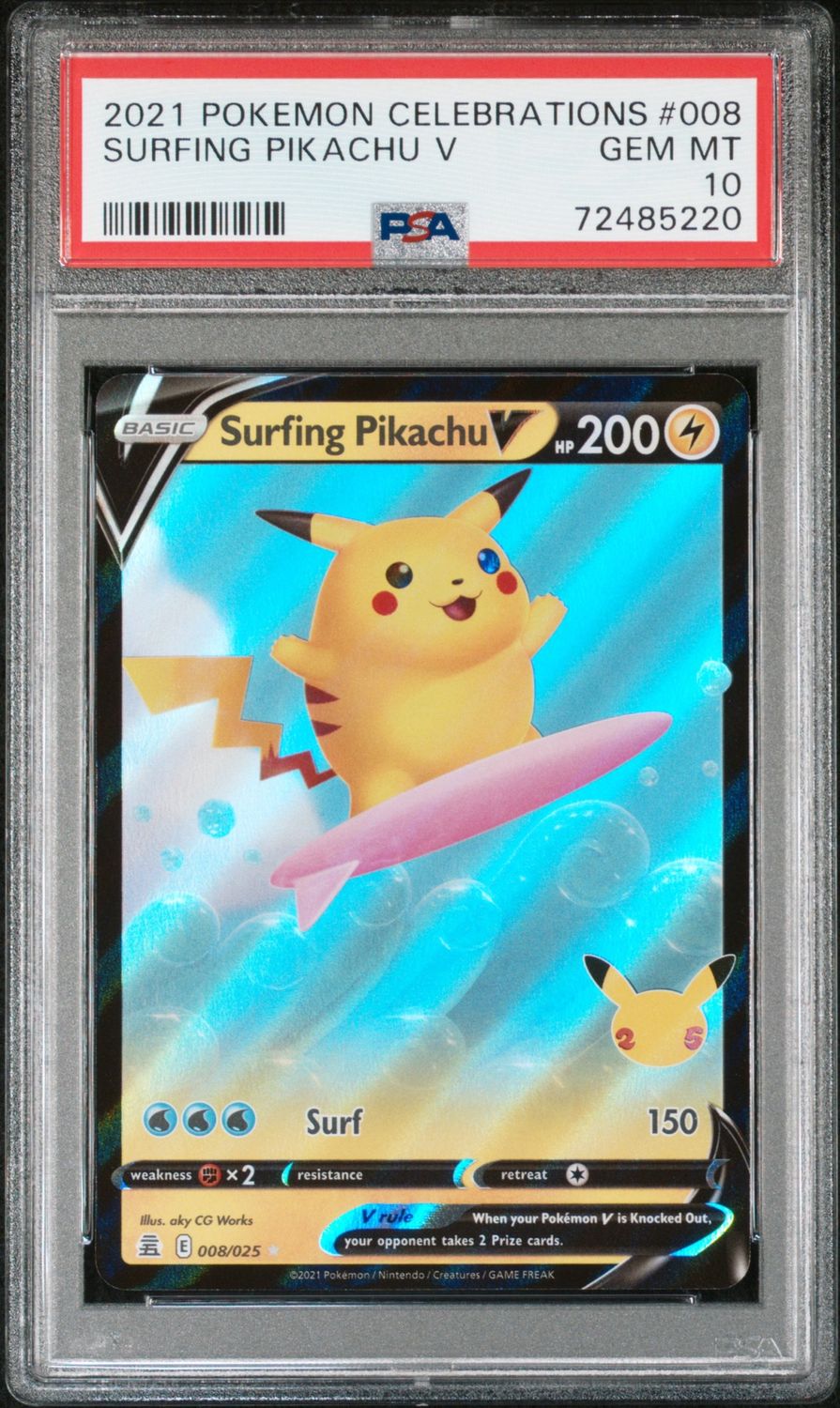 Pokemon Celebrations #8 Surfing Pikachu V PSA 10