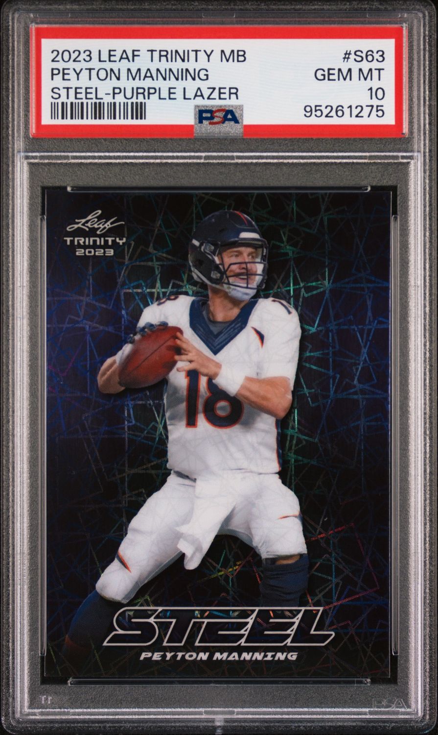 2023 Leaf Trinity Mega #S63 Peyton Manning /49 PSA 10 Steel Purple Lazer