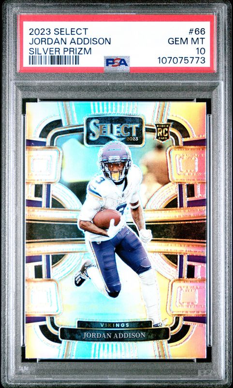 2023 Panini Select #66 Jordan Addison RC PSA 10 Silver Prizm
