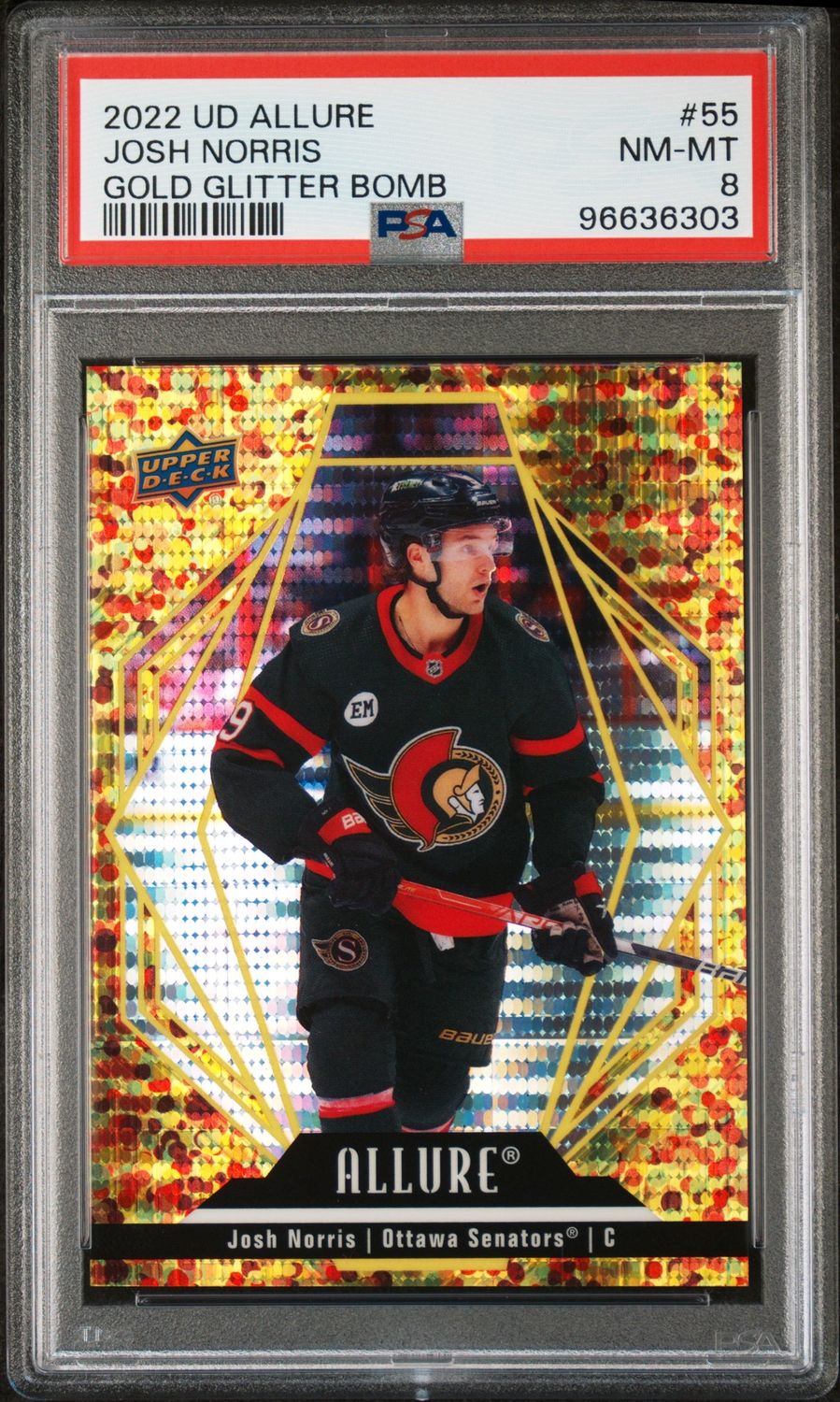 2022 Upper Deck Allure #55 Josh Norris /199 PSA 8 Gold Glitter Bomb