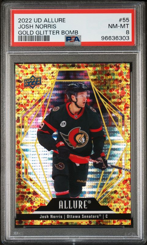 2022 Upper Deck Allure #55 Josh Norris /199 PSA 8 Gold Glitter Bomb