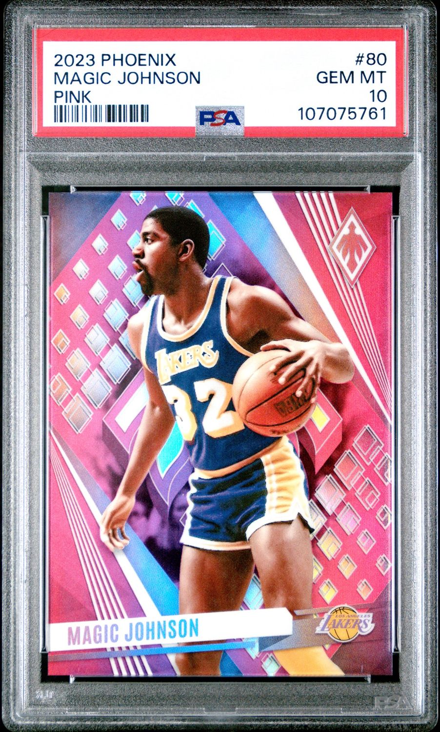 2023 Panini Phoenix #80 Magic Johnson /175 PSA 10 Pink Refractor