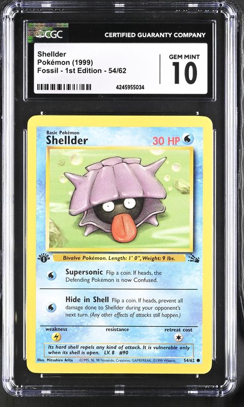 Pokemon Fossil #54 Shellder CGC 10 Gem Mint 1st Edition