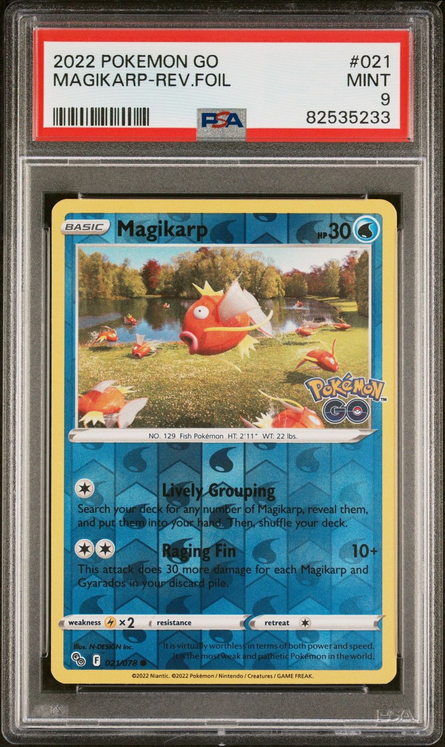 Pokemon GO #021 Magikarp PSA 9 Reverse Foil
