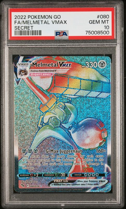 Pokemon GO #080 Melmetal VMAX PSA 10 Full Art Rainbow Secret Rare