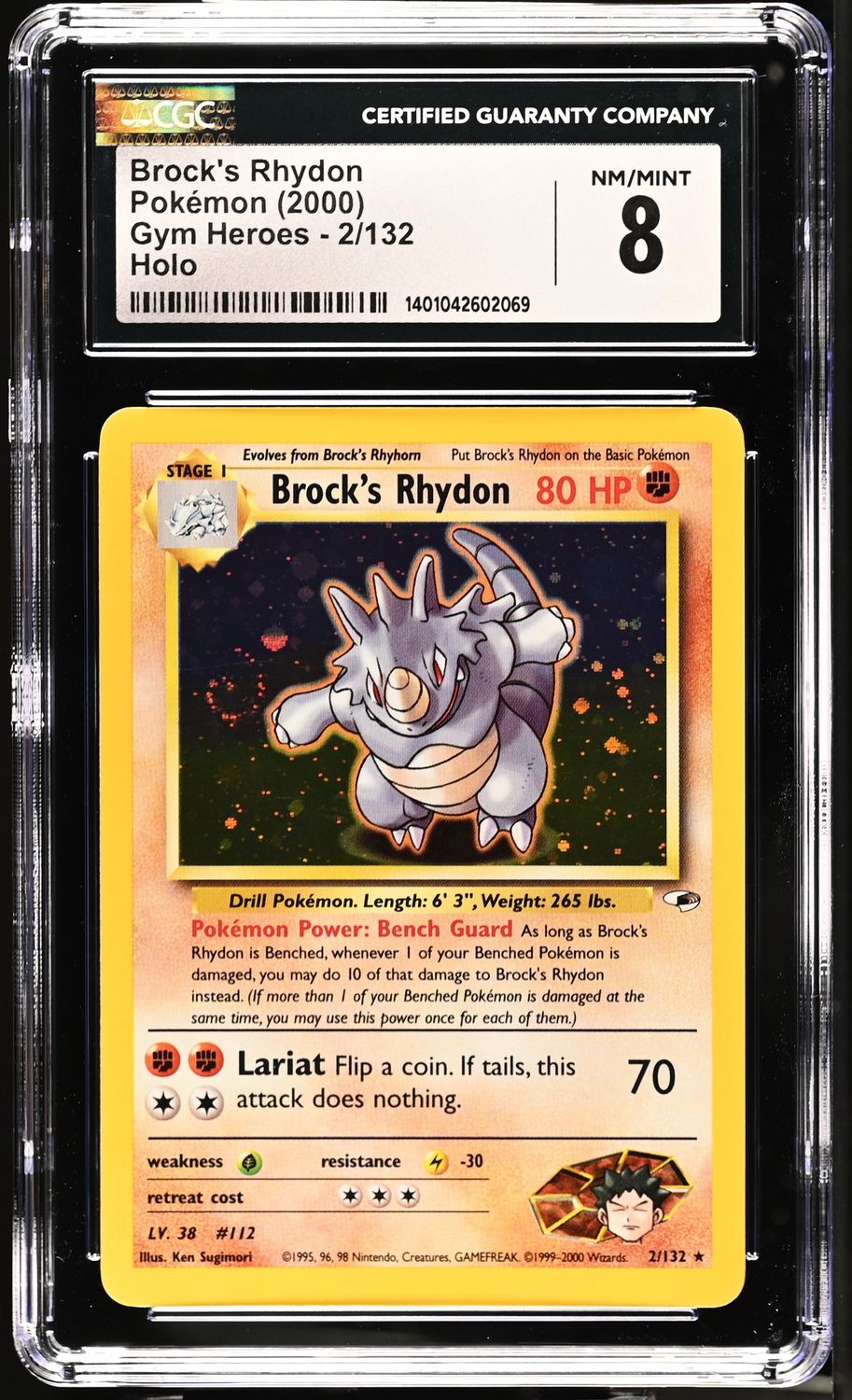 Pokemon Gym Heroes #2 Brock's Rhydon CGC 8 Holo
