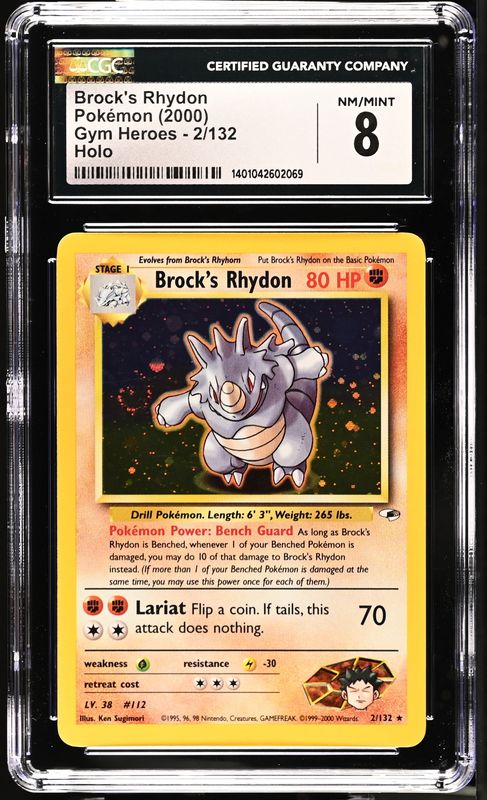Pokemon Gym Heroes #2 Brock's Rhydon CGC 8 Holo