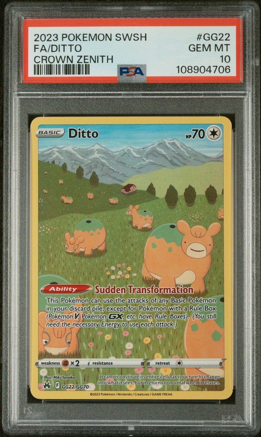 Pokemon Crown Zenith #GG22 Ditto PSA 10 Full Art