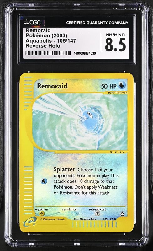 Pokemon Aquapolis #104 Remoraid CGC 8.5 Reverse Holo
