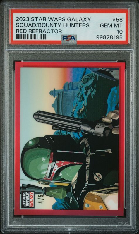 2023 Star Wars Galaxy #58 A Squad of Bounty Hunters /5 PSA 10 Red Refractor