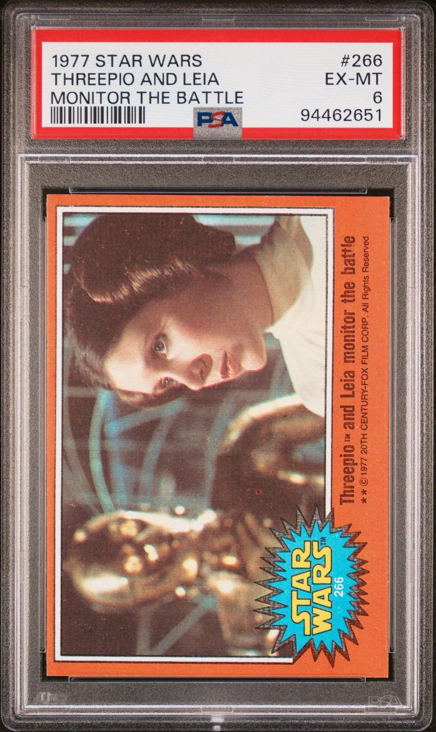 1977 Star Wars #266 Threepio and Leia monitor the battle PSA 6