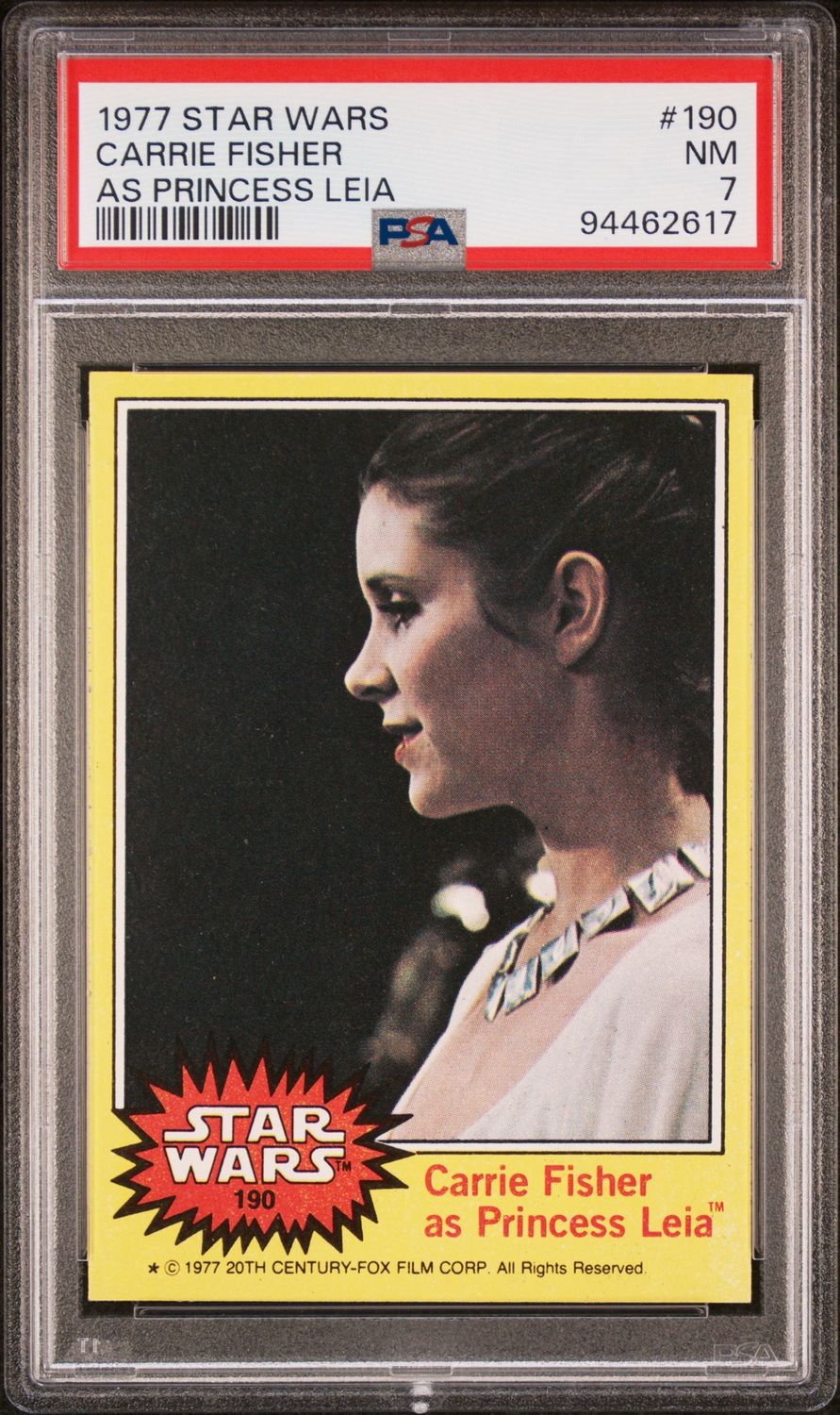 1977 Star Wars #190 Carrie Fisher as Princess Leia PSA 7