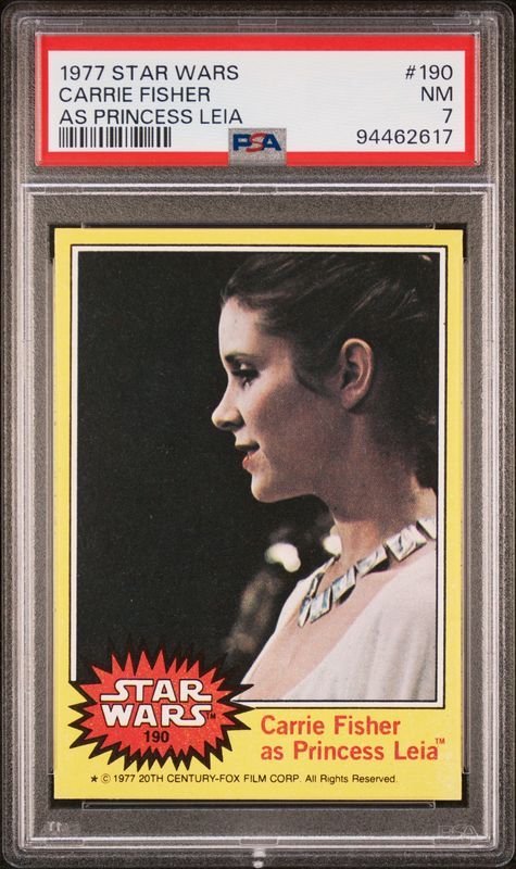 1977 Star Wars #190 Carrie Fisher as Princess Leia PSA 7