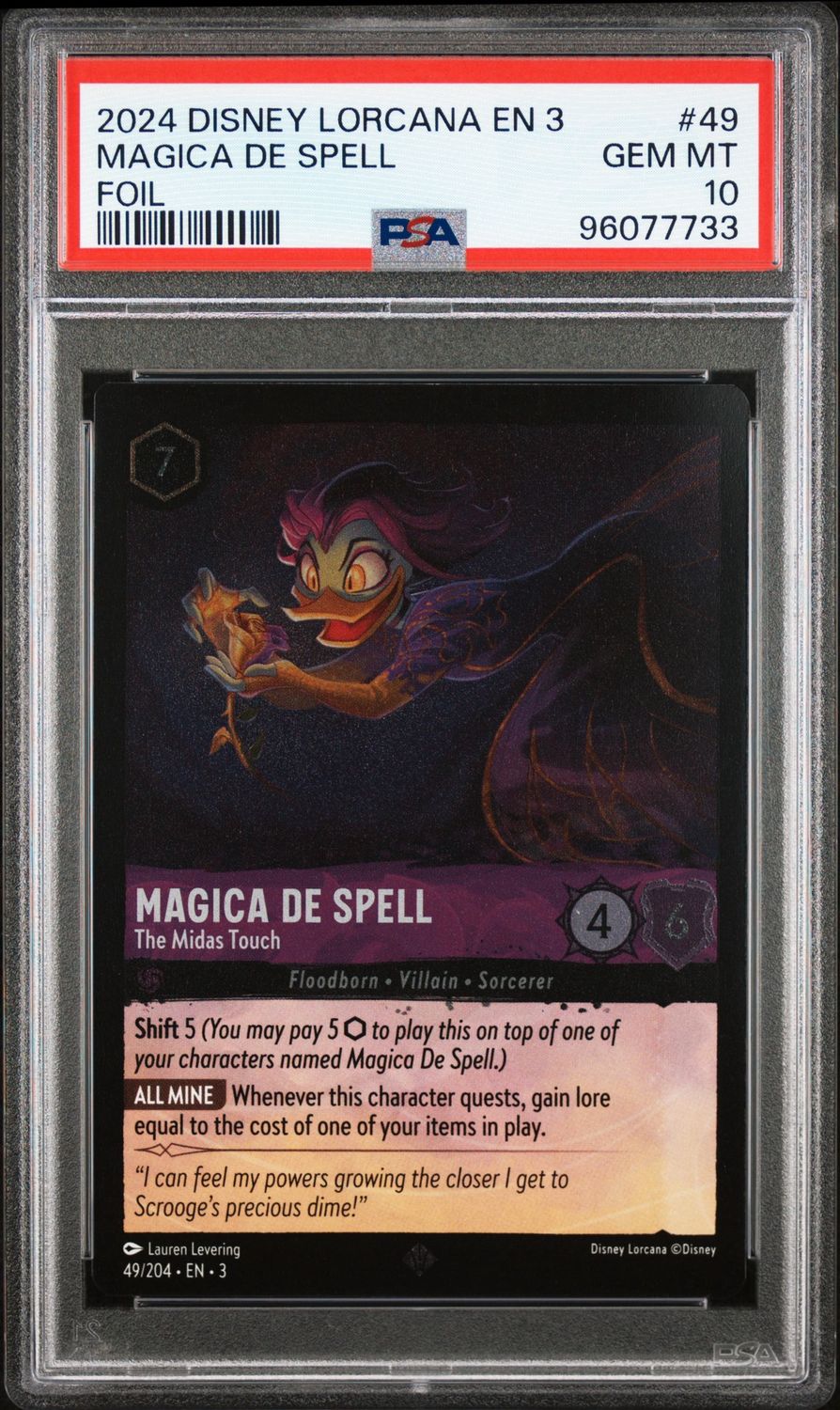 Disney Lorcana Into the Inklands #49 Magica de Spell PSA 10 Foil