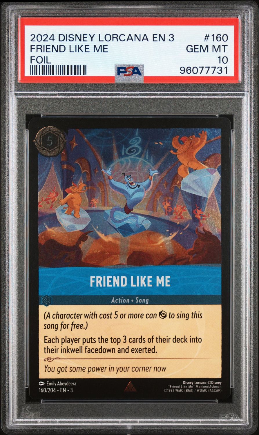 Disney Lorcana Into the Inklands #160 Friend Like Me PSA 10 Foil