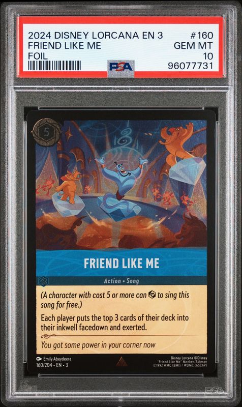 Disney Lorcana Into the Inklands #160 Friend Like Me PSA 10 Foil