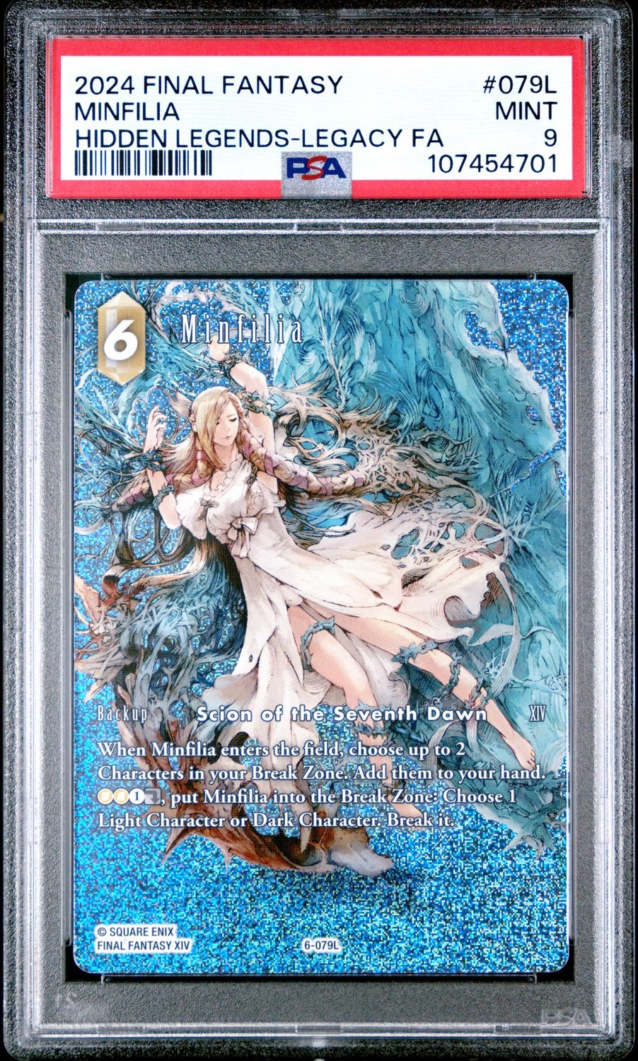 Final Fantasy Hidden Legends #079L Minfilia PSA 9 Legacy Full Art Foil