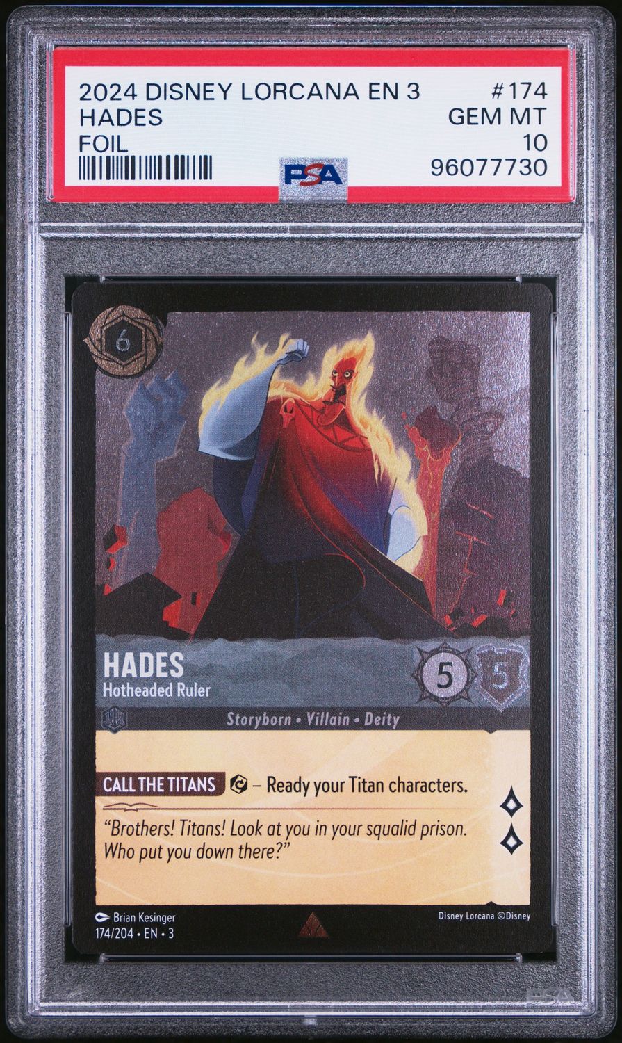 Disney Lorcana Into the Inklands #174 Hades PSA 10 Foil