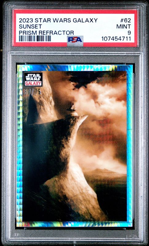 2023 Star Wars Galaxy #62 Sunset /75 PSA 9 Prism Refractor