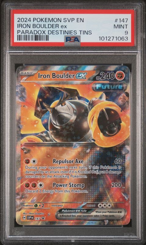 Pokemon Black Star Promo #SVP147 Iron Boulder ex PSA 9 Paradox Destinies Tins