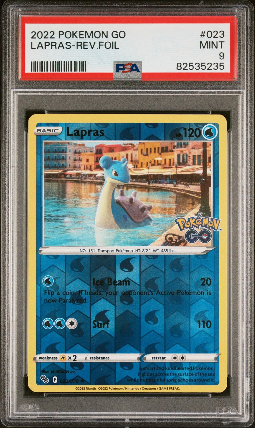Pokemon GO #023 Lapras PSA 9 Reverse Foil