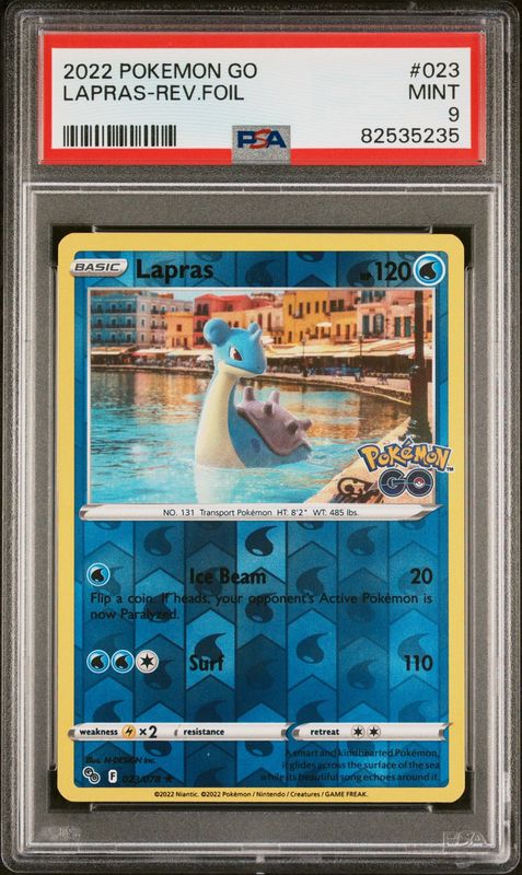 Pokemon GO #023 Lapras PSA 9 Reverse Foil