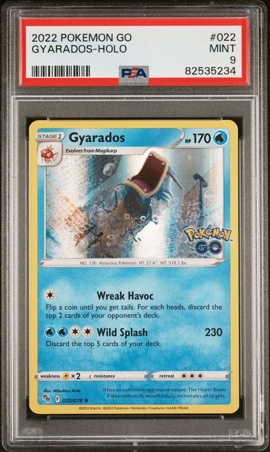 Pokemon GO #022 Gyarados PSA 9 Holo