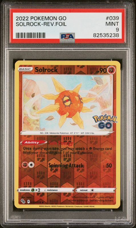 Pokemon GO #039 Solrock PSA 9 Reverse Foil
