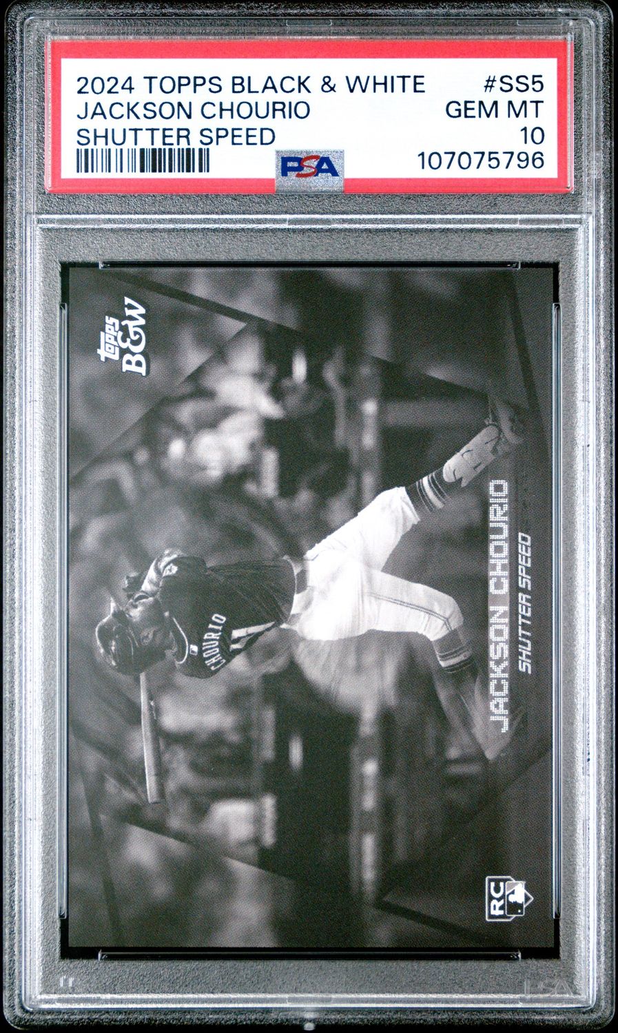 2024 Topps Black & White #SS5 Jackson Chourio RC PSA 10 Shutter Speed