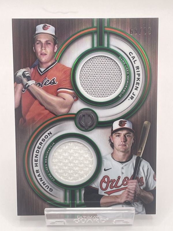 2025 Topps Tribute Cal Ripken Jr / Gunnar Henderson /99 Dual Patch Relic