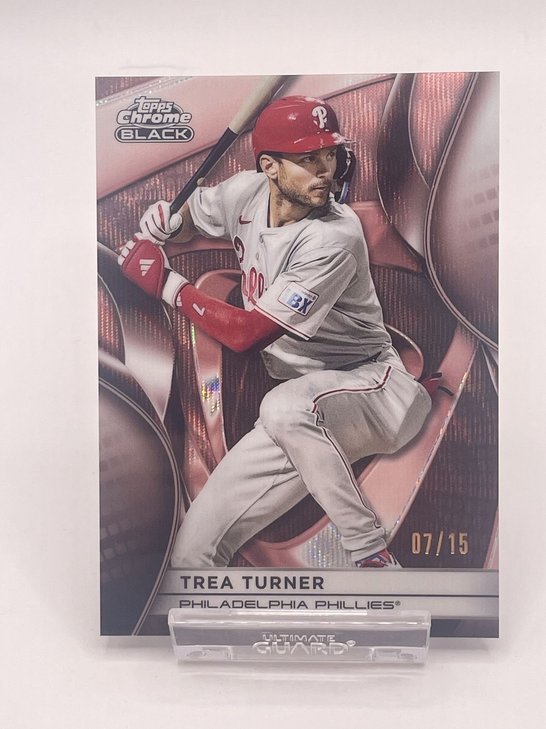 2025 Topps Chrome Black #97 Trea Turner /15 Rose Gold Wave Refractor