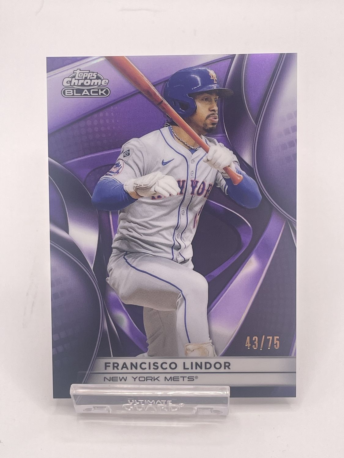 2025 Topps Chrome Black #22 Francisco Lindor /75 Purple Refractor
