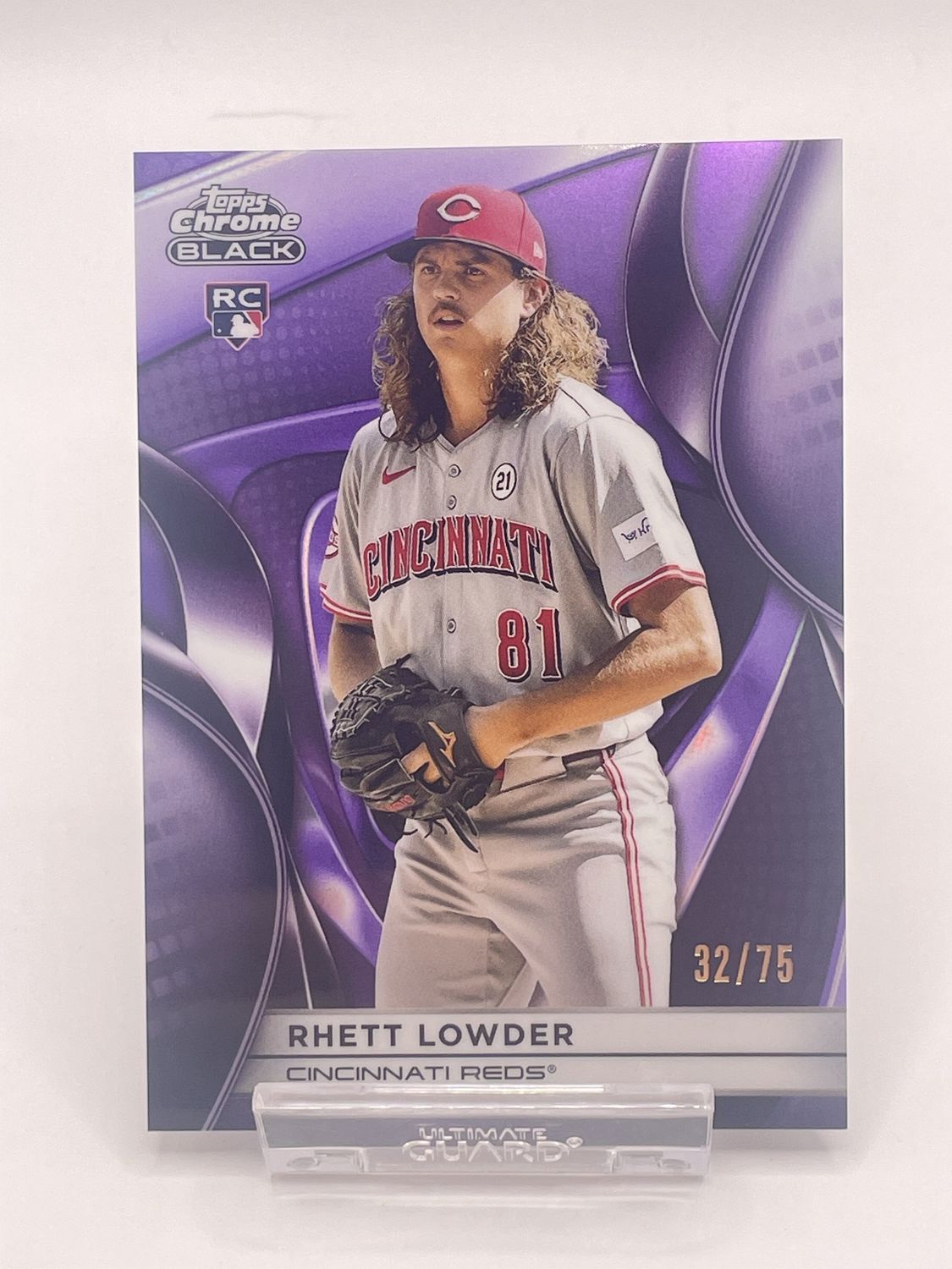2025 Topps Chrome Black #111 Rhett Lowder RC /75 Purple Refractor