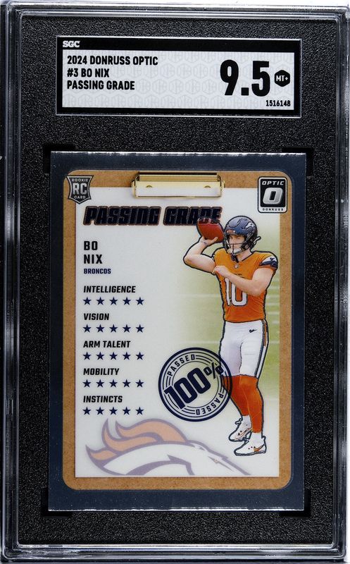 2024 Donruss Optic #3 Bo Nix SGC 9.5 Passing Grade