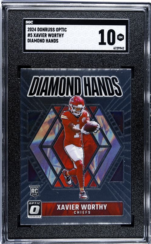 2024 Donruss Optic #5 Xavier Worthy RC SGC 10 Diamond Hands