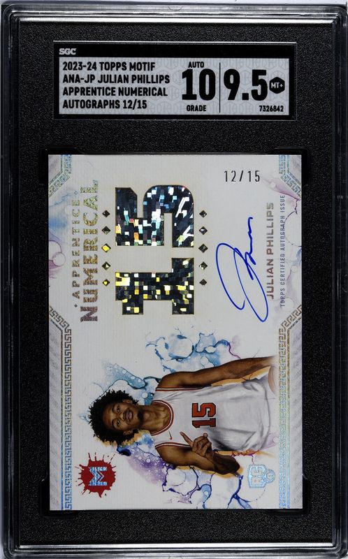 2023-24 Topps Motif #ANAJP Julian Phillips RC Auto /15 SGC 9.5 Apprentice Numerical