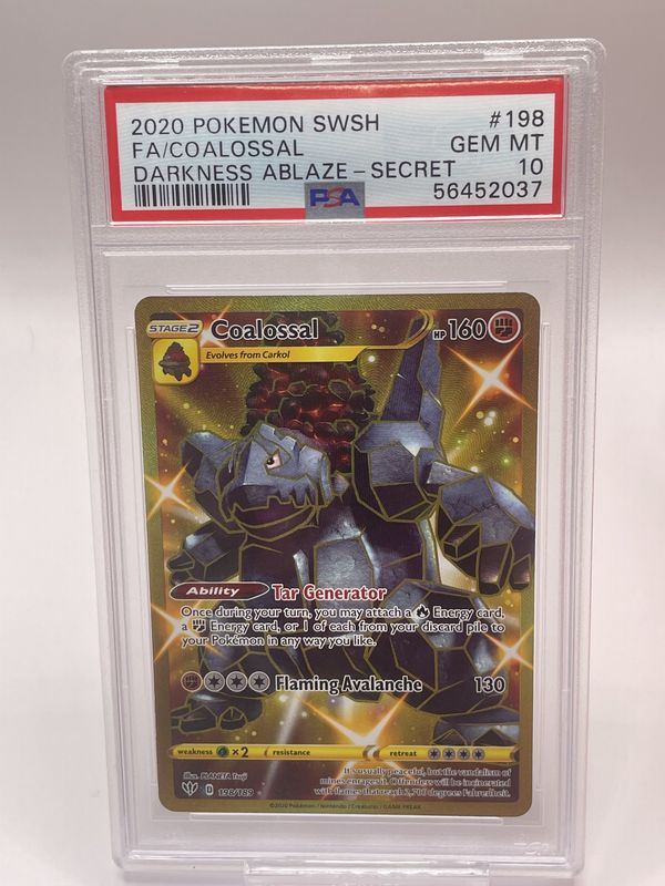 Pokemon Darnkess Ablaze #198 Coalossal PSA 10 Hyper Rare