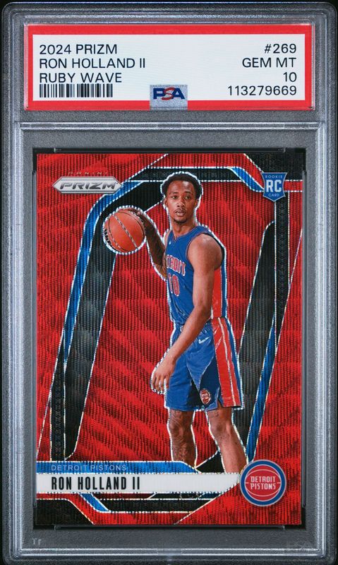 2024 Panini Prizm #169 Ron Holland II RC PSA 10 Ruby Wave