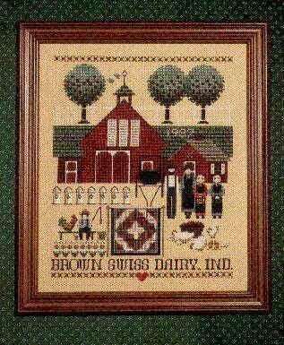 Brown Swiss Dairy by Told in a Garden. Designer Marilyn Leavitt-Imblum Counted cross stitch pattern