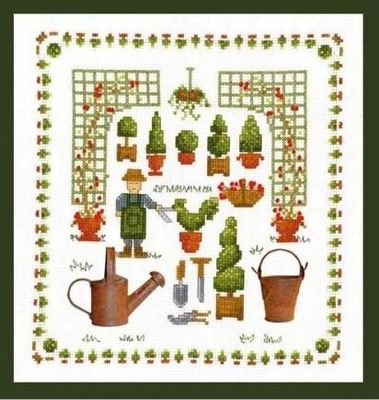 Garden Accessories by Le Bonheur des Dames. Flowers &amp; Plants Collection. Counted cross stitch kit