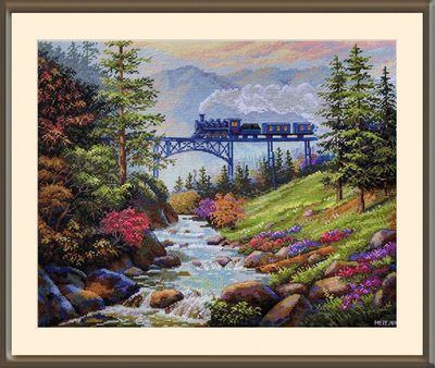 Mountain Railway by Merejka counted cross stitch kit