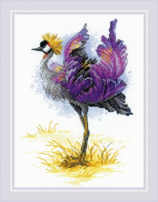 Crowned Crane by Riolis Counted cross stitch kit, cotton threads embroidery 2023